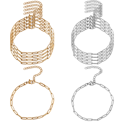 20шт. 2 цвета цепочки из нержавеющей стали в виде скрепок, браслеты для мужчин и женщин