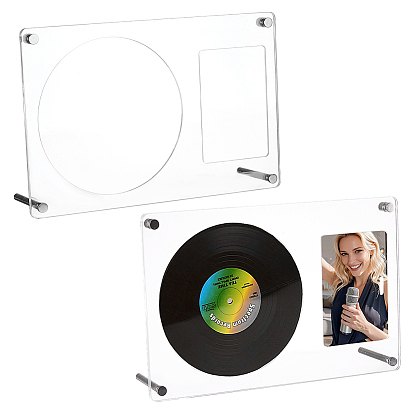 2шт. настольная акриловая подставка для хранения виниловых пластинок, Подставки для демонстрации музыкальных альбомов для любителей музыки., прямоугольные