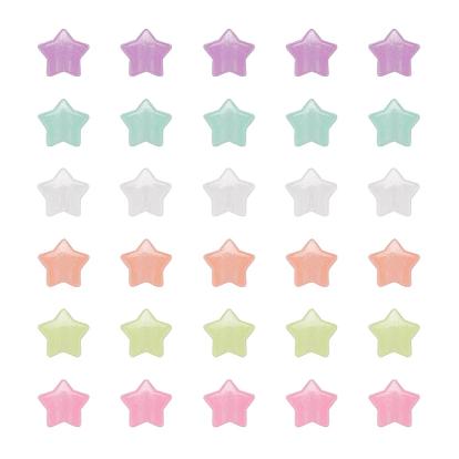 200Pcs Luminous Acrylic Beads, Glow in the Dark, Star