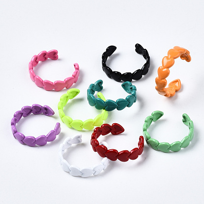 Anillos de latón pintado con spray, anillos abiertos, corazón