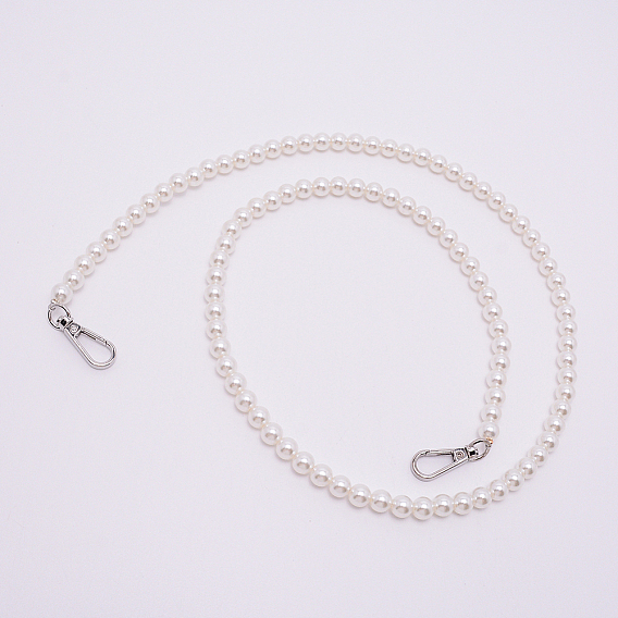 Ручки для мешков с круглыми бусинами из белого акрила, с поворотными замками из цинкового сплава и стальной проволокой, для аксессуаров для замены сумок