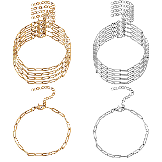 20шт. 2 цвета цепочки из нержавеющей стали в виде скрепок, браслеты для мужчин и женщин