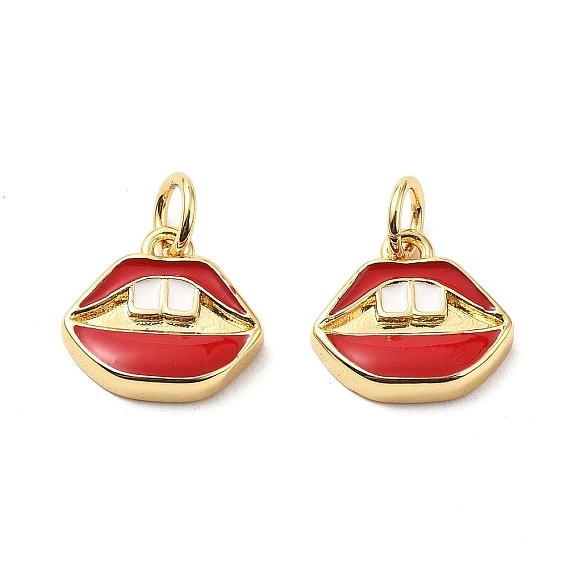 Латунь эмаль прелести, с прыжковых колец, губы прелести, стойки покрытие, реальный 18 k позолоченный, без свинца и без кадмия, долговечный