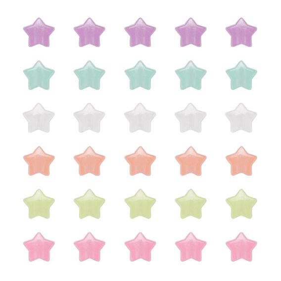 200Pcs Luminous Acrylic Beads, Glow in the Dark, Star