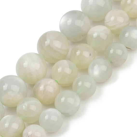 Нити бусин из натурального зеленого лунного камня, круглые