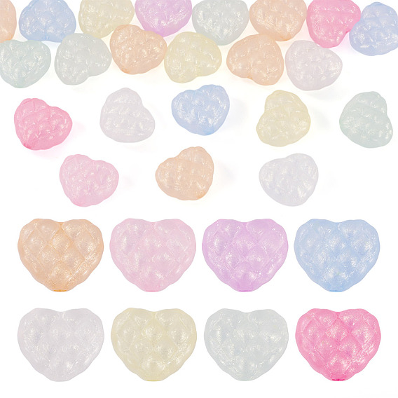 Светящиеся прозрачные акриловые бусины, сердце, с блеском порошок, светится в темноте