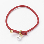 Cotton Cord Bracelets, Red String Bracelets, with Stainless Steel Findings & Acrylic Pearl