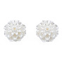 ABS Plastic Imitation Pearl Beads, Half Drilled, Flower