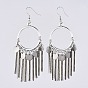 Dangle Earrings, with 304 Stainless Steel Stamping Blank Tag Pendants, Electroplate Brass Twisted Chains and Brass Earring Hooks