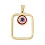 Vacuum Plating 304 Stainless Steel Resin Pendants, Golden, Rectangle Charms with Evil Eye