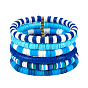 Handgemachte Heishi-Perlen aus Fimo-Stretch-Armbänder-Sets, mit vergoldeten Edelstahl-Abstandsperlen