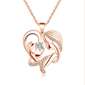 Inter-gold personalized mother's love micro-set pendant necklace female jewelry mother's day heart-shaped necklace