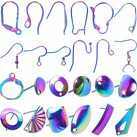 Stainless steel seven-color ear hook ring ear stud accessories metal jewelry jewelry diy