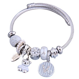 Charming Multi-Element Bracelet with Metal LOVE and Cute Bear Pendant