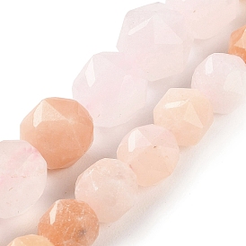 Natural Pink Aventurine Beads Strands, Star Cut Round Beads