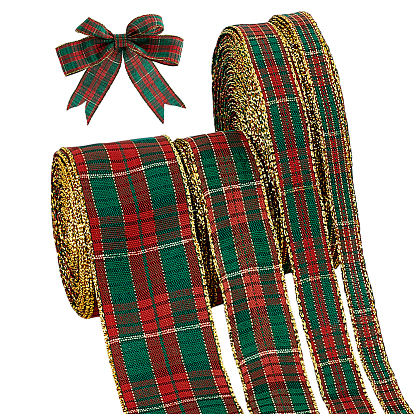 Красная и зеленая клетчатая новогодняя лента из поликоттона, для шитья украшения