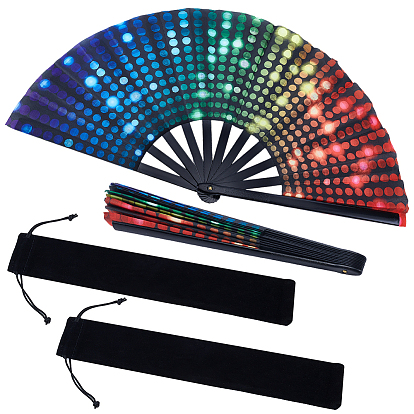 2шт. складные вентиляторы из ПВХ и ткани, с 2шт. мешочками для хранения на завязках