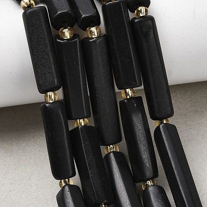 Бусы из натурального шунгита, колонка, с бисером