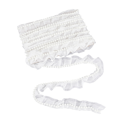 Шифоновая лента со складками, кружевной отделкой, со смолевыми бусинами, аксессуары для одежды