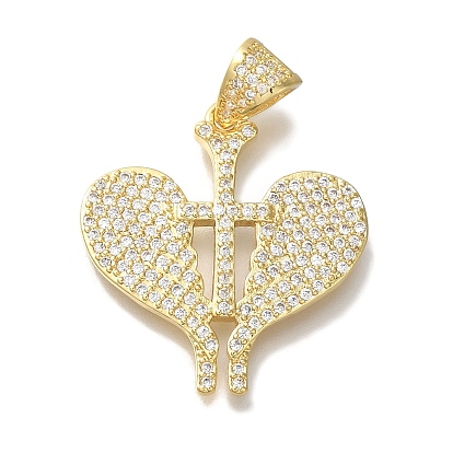 Сердечная стойка с покрытием из латуни, прозрачные подвески с кубическим цирконием, без кадмия и без свинца, долговечный