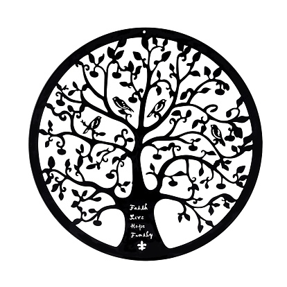 Iron Pendants Decoration, Flat Round with Tree of Life