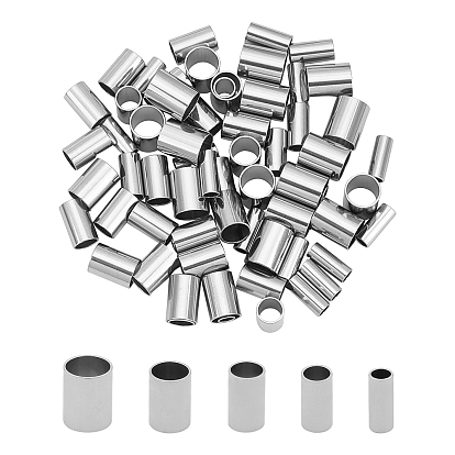100 pièces 5 style 304 perles en acier inoxydable, Perles avec un grand trou   , colonne