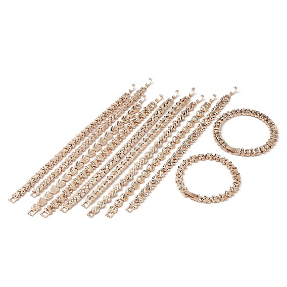 Brass Link Chain Bracelets for Women Men, Light Gold