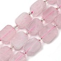 Natural Rose Quartz Beads Strands, with Seed Beads, Rectangle