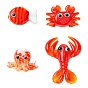 8pcs 4 styles ensembles de perles de verre faites à la main, animal marin