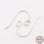 925 Sterling Silver Earring Hooks, 20x10mm, Hole: 1mm, 22 Gauge, Pin: 0.7mm