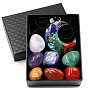 7 Chakra Healing Crystal Stones Kits, Including 7 Tumbled Spiritual Chakra Stones and 1 Moon Gems Necklace