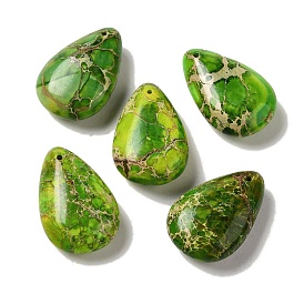Dyed Natural Imperial Jasper Pendants, Teardrop Charms