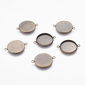 Ajustes de conector cabujón de latón sin níquel, copas de bisel de borde liso, plano y redondo, 25.5x20 mm, Bandeja: 17.5 mm, agujero: 1.5 mm