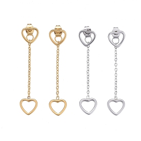 304 серьги-цепочки из нержавеющей стали с кисточками, с уха орехов, сердце