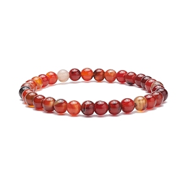 Bracelet extensible en perles rondes avec pierres précieuses naturelles pour femme