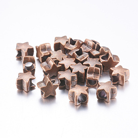 Tibetan Style European Beads, Cadmium Free & Lead Free, Star, 12x12x7mm, Hole: 4.5mm