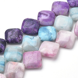 Natural Crazy Agate Beads Strands, Dyed, Rhombus