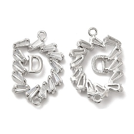 Brass Connector Charms with Crystal Glass Rhinestone, Flower Links with Letter D