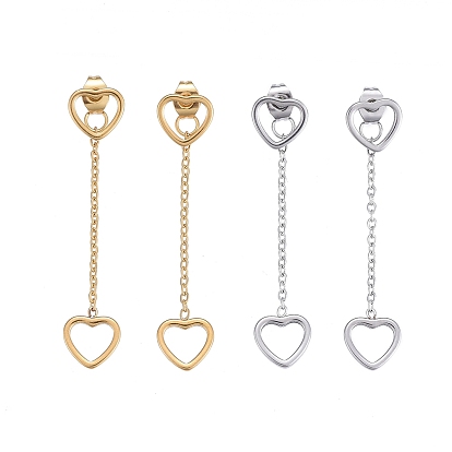 304 серьги-цепочки из нержавеющей стали с кисточками, с уха орехов, сердце