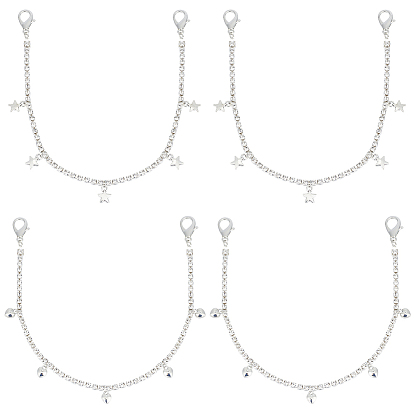 4 шт 2 стиль сплава горный хрусталь обувные цепи, с подвеской в виде звезды/сердца и застежками-карабинами, для аксессуаров украшения обуви