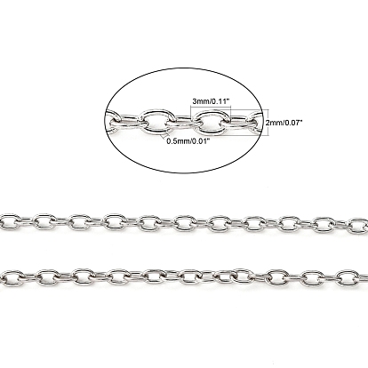 304 Stainless Steel Cable Chains, with Spool, Flat Oval
