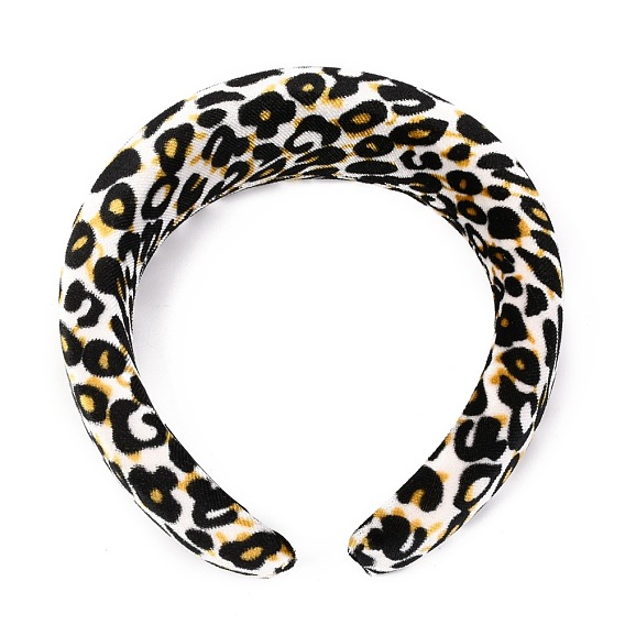 Velvet Hair Bands, with Sponge inside, Leopard Print