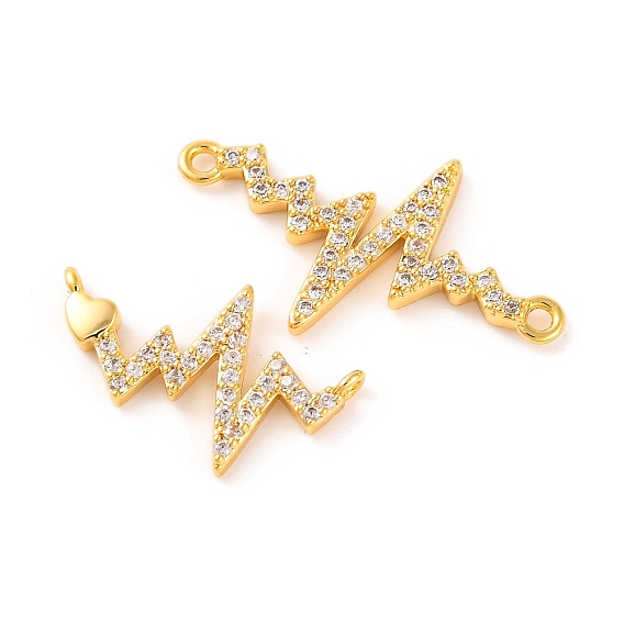 Шармы-соединители из латуни с микропаве из прозрачного кубического циркония, пульсирующие ссылки