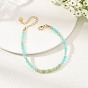 4MM Natural Amazonite and Brass Beaded Bracelets, Round and Disc