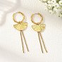 304 Stainless Steel & 201 Stainless Steel Snake Chain Tassel Dangle Earrings, Fan, 202 Stainless Steel Hoop Earrings