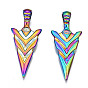 Rainbow Color Alloy Pendants, Cadmium Free & Nickel Free & Lead Free, Sword Shapes