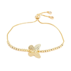 Butterfly Rack Plating Brass Box Chain Slider Bracelets, Adjustable Bracelets for Women, Cadmium Free & Lead Free, Long-Lasting Plated