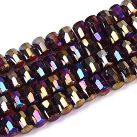 Гальванизируйте прозрачное стекло бисер нитей, колонка, граненые, с покрытием AB цвета