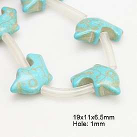 Kunsttürkisfarbenen Perlen Stränge, gefärbt, Delphin, 19x11x6.5 mm, Bohrung: 1 mm