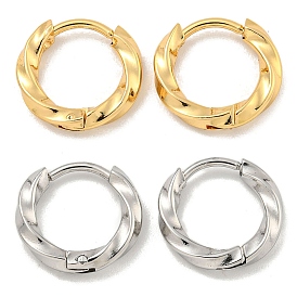 202 Stainless Steel Twist Huggie Hoop Earrings, with 304 Stainless Steel Pins for Women